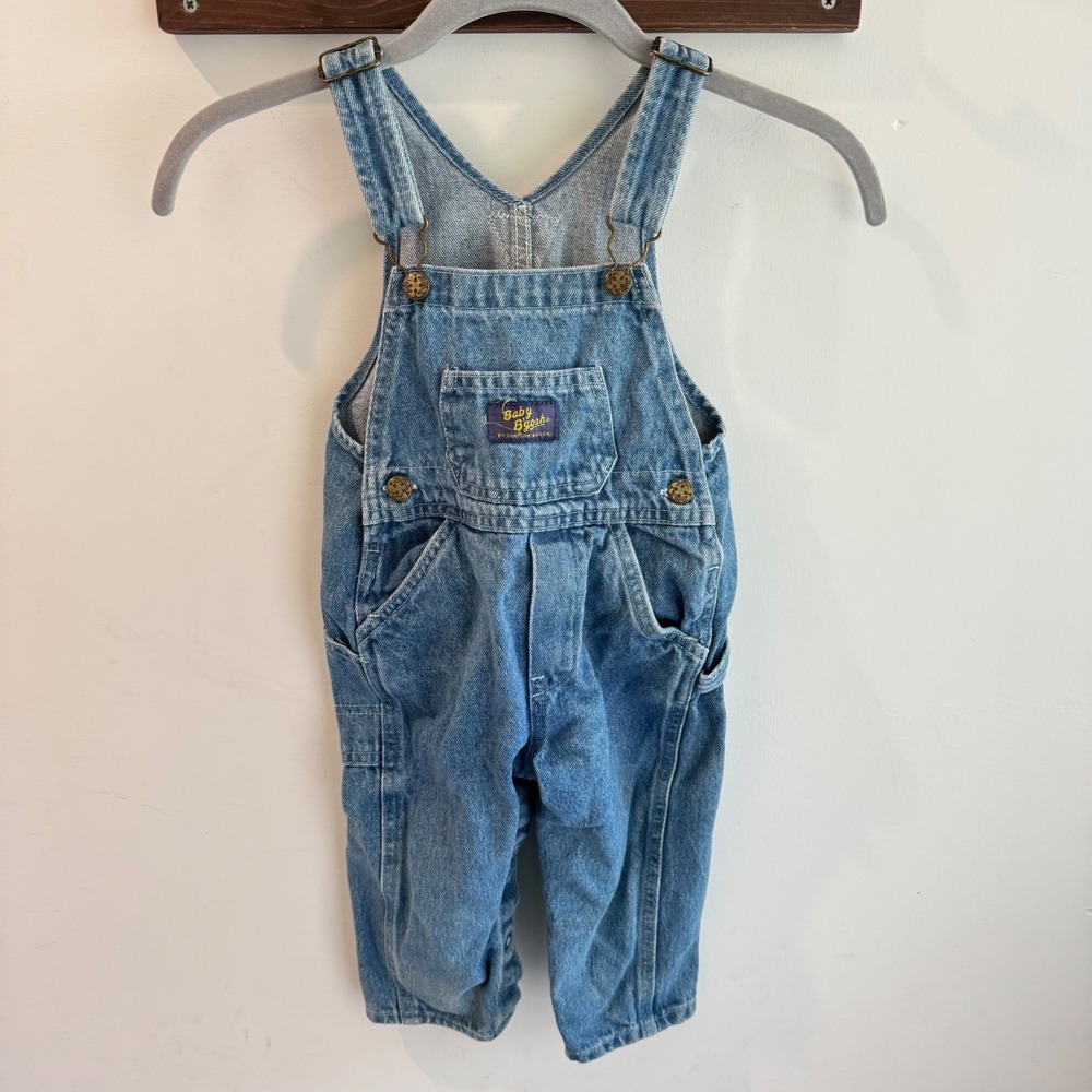 Vintage Baby OshKosh B'gosh Denim Overalls Blue‎ Vestbak 24 Months 862-0219